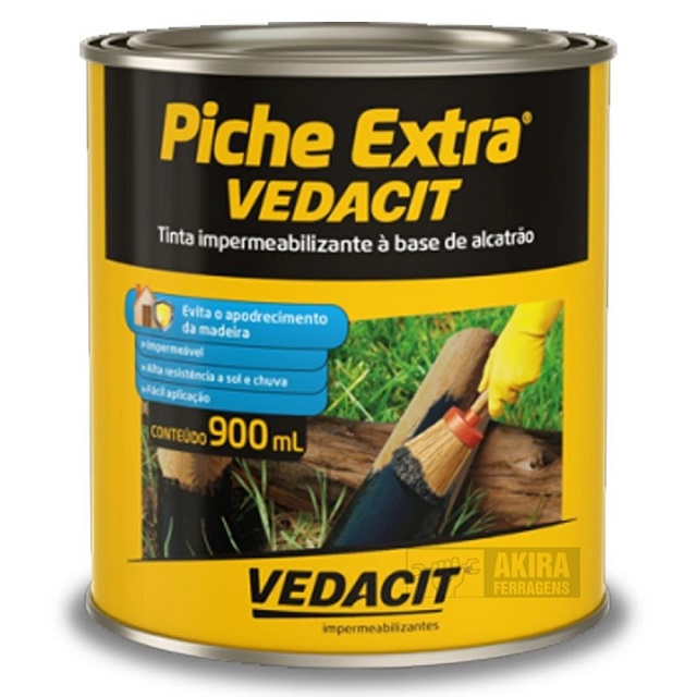 Tinta de Alcatrão Impermeável 900ml Vedacit (Piche Extra) Para Madeira