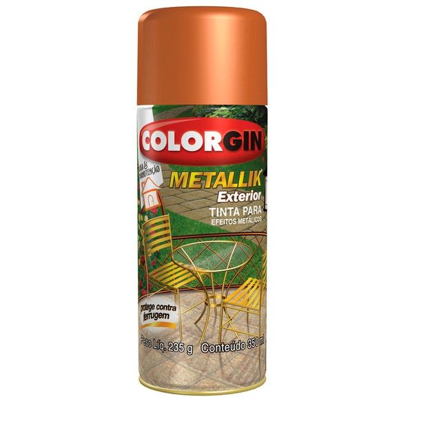 Tinta Spray Colorgin Metallik Exterior Cobre Ref.65 350ml