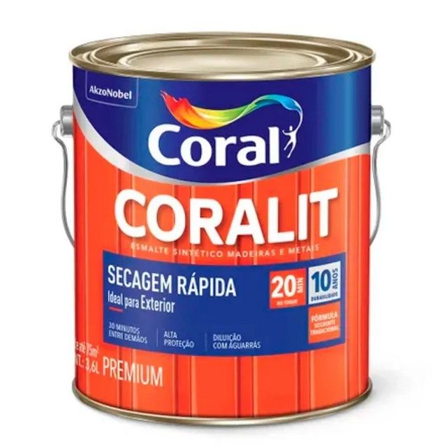Tinta Esmalte Sintético Vermelho Goya 3,0l Brilhante Secagem Rápida Coralit