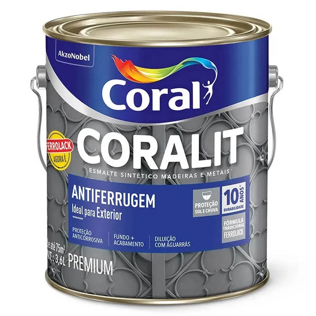 Coralit Antiferrugem Preto 3,6l (Ferrolack) Coral 5203032