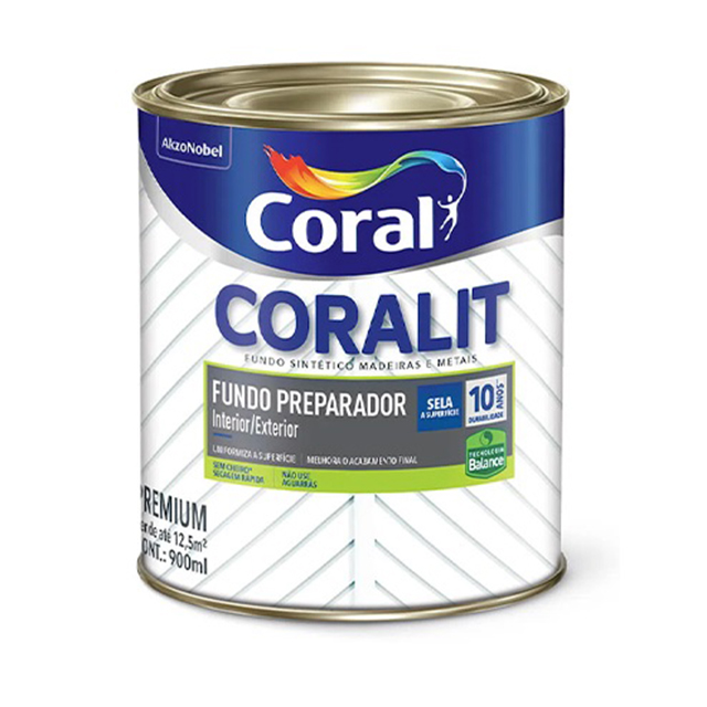 Fundo Preparador Base Água Para Madeiras E Metais Coralit 900ml 5203225 Coral