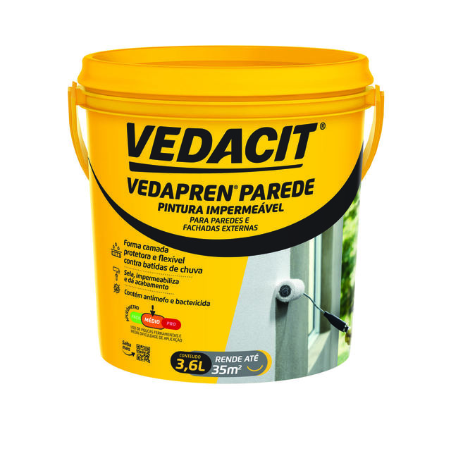 Pintura Impermeável Vedapren Parede Branco 3,6l Para Paredes E Fachadas Externas Vedacit