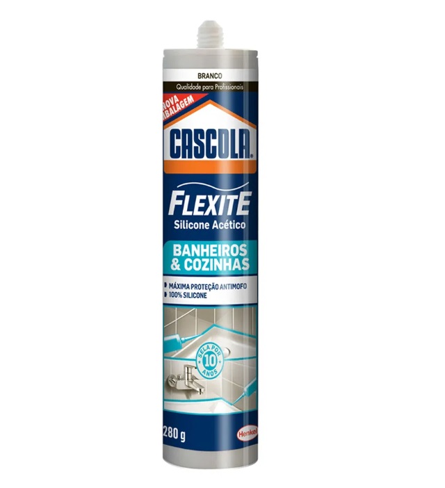 Silicone Acético Flexite Banheiros E Cozinhas Antimofo Cola Sela E Veda Branco Branco 280g Cascola - Henkel