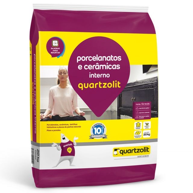 Argamassa Porcelanatos E Cerâmicas Interno Cinza 20kg Quartzolit