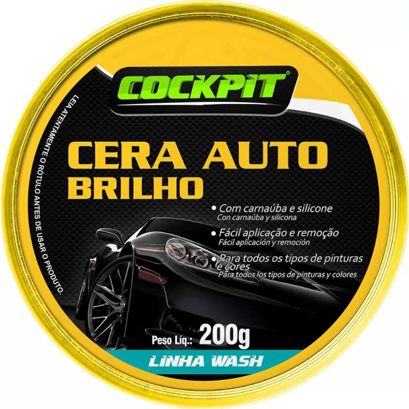 Cera Em Pasta Auto Brilho Para Pinturas Cockpit 200g Rodabrill