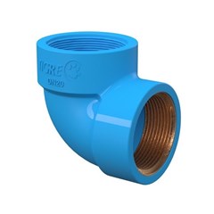 Joelho 90° Bucha de Latão Roscável Pvc Azul 1/2