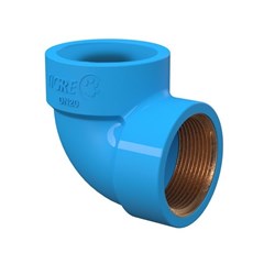 Joelho 90º Bucha de Latão Soldável Com Rosca Pvc Azul 25mmx3/4