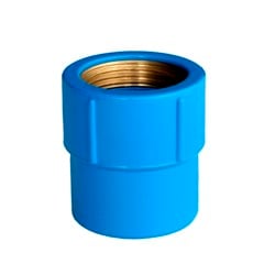 Luva de Redução Bucha de Latão Soldável Com Rosca Pvc Azul 25mmx1/2