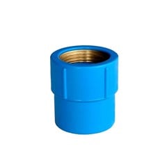 Luva de Redução Bucha de Latão Soldável Com Rosca Pvc Azul 25mmx1/2