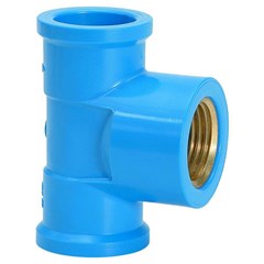 Te Bucha de Latão Soldável Com Rosca Pvc Azul 25mmx3/4