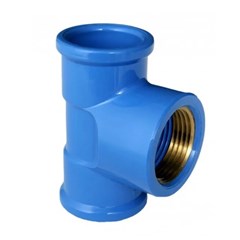 Te Bucha de Latão Soldável Com Rosca Pvc Azul 25mmx3/4