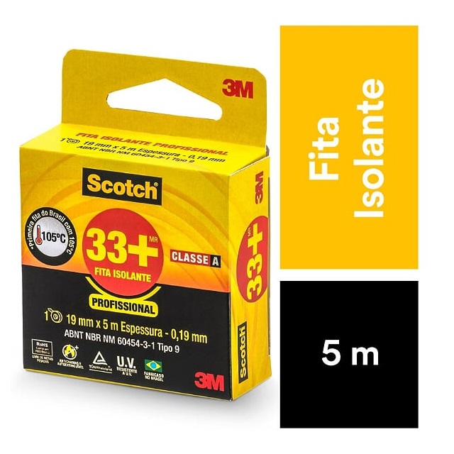 Fita Isolante 33+ 19mmx 5m 3m