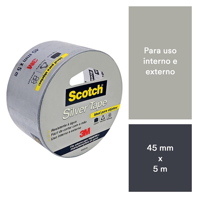 Fita Multiuso Silver Tape Cinza 45mmx5m 3m