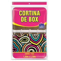 Cortina Para Box Em Polietileno Estampada 1,35x1,78m Ref.615 Plast Leo
