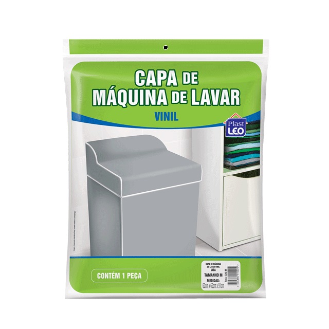 Capa Para Máquina de Lavar Em Vinil Lisa Tam.M 62x65x91cm Ref.720/M Plast Leo