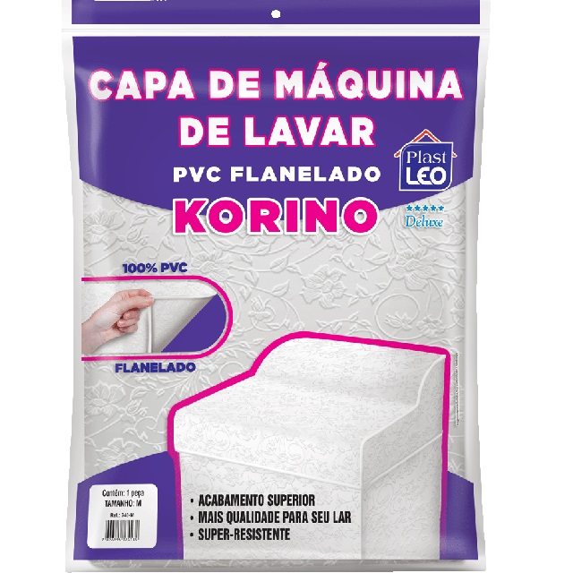 Capa Para Máquina de Lavar Em Pvc Flanelada Korino Lisa-Lisa Tam.G 69x66x91cm Ref.740/G Plast Leo