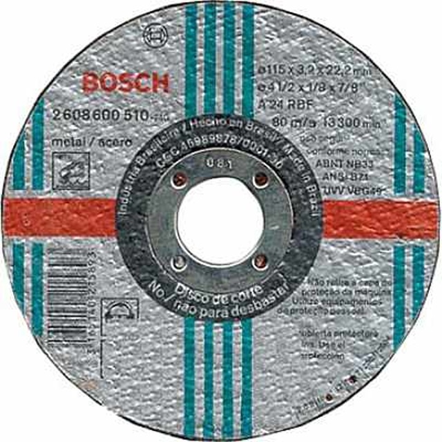 Disco de Corte Abrasivo Para Metal 115 X 3,0 X 22,23mm 2608600510 Bosch