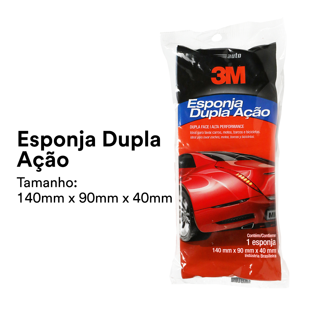 Esponja Dupla Ação Para Limpeza Automotiva (2 Faces) 140x90x40mm H0001316571 3m