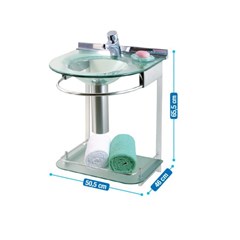 Lavabo Com Lavatório Cuba Moldada + Espelho + Válvula + Capa Para Sifão Cris-Mold 50x46cm Incolor Estrutura Em Alumínio 993 Crismetal