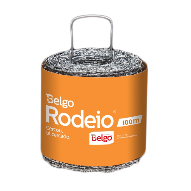 Arame Farpado Rodeio Diametro 1,6mm Ruptura 250kgf Rolo 100m  Belgo