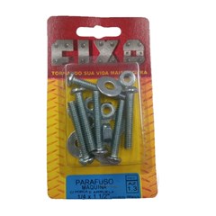 Parafuso Maquina Com Porca E Arruela 1/4x1.1/2 Com 06 Peças Az 1.3 Fixo