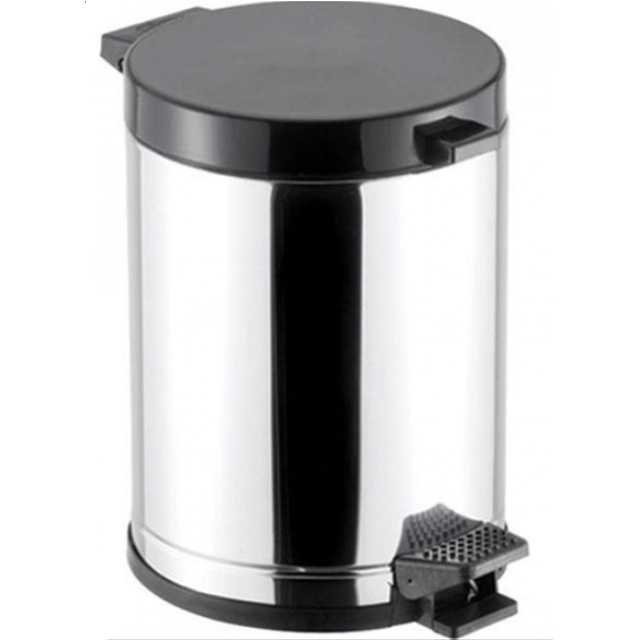 Lixeira Inox Com Pedal Cesto Plástico Tampa Plástica Preta 4,5 Litros 3507 Viel