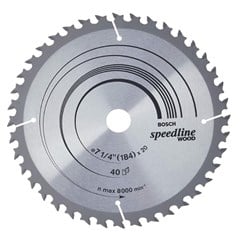Disco Serra Circular de Vídea Para Madeira Speedline Wood Diâmetro 184mm Espessura 1,6mm Furo 20-16mm 40 Dentes 2608640997 Bosch