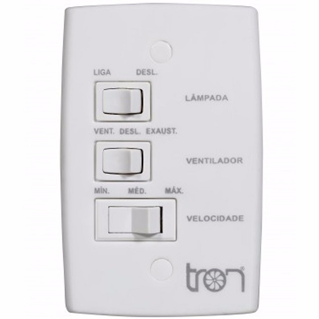 Controle de Velocidade Para Ventiladores de Teto 3 Funções 220v/130w Br 07.01-0442 Tron