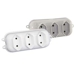 Tomada Sobrepor Com 3 Tomadas de 2 Pinos 10a Cinza 39077 Mec-Tronic