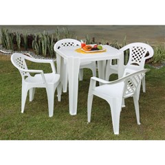 Mesa Quadrada Em Pvc Tambaú Branca 68 X 68 Cm  92314/010 Tramontina Delta