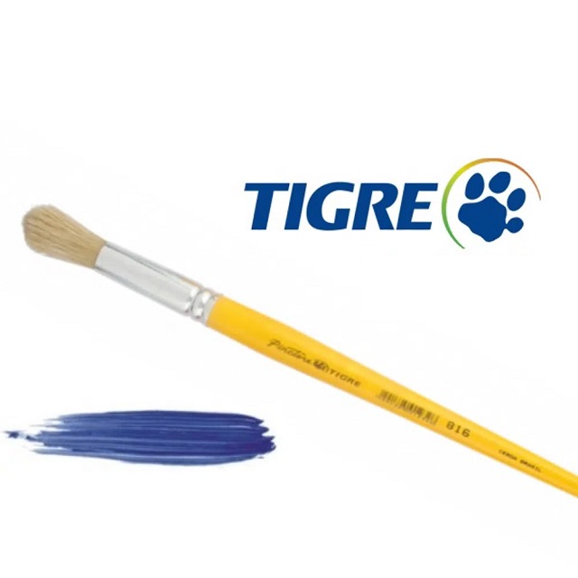 Pincel Artístico Redondo (Pinazio) Cabo Amarelo 816-16 Tigre