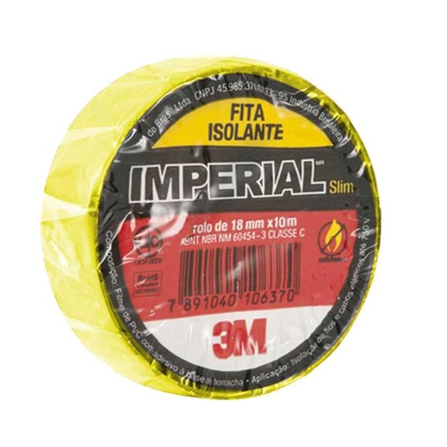 Fita Isolante Imperial Amarela 18mmx10m 3m