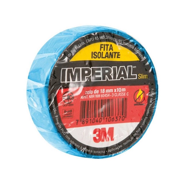 Fita Isolante Imperial Azul 18mmx10m 3m