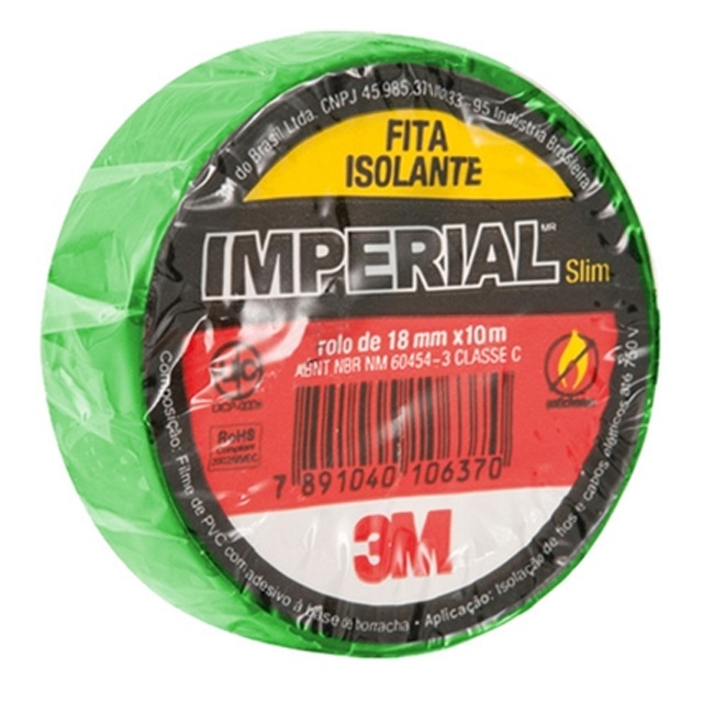 Fita Isolante Imperial Verde 18mmx10m 3m