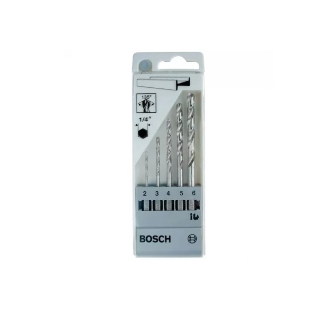 Broca Para Metal Encaixe Sextavado 1/4 Jogo Com  5 Peças  (2,3,4,5,6mm)  Bosch 2608595517