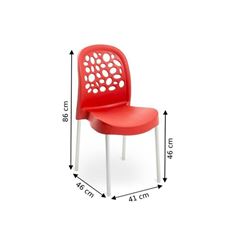 Cadeira Em Polipropileno Deluxe Vermelha Pés Em Alumínio Forte Plástico