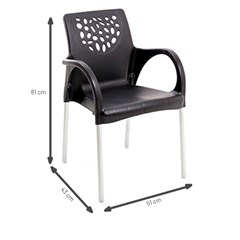 Poltrona Em Polipropileno Deluxe Preta Pés Em Alumínio Forte Plástico
