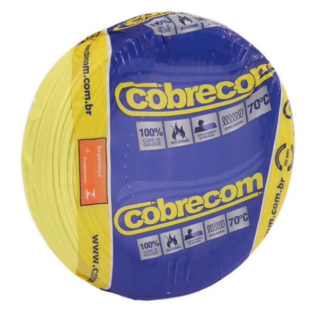 Cabo 1,5mm² 750v Flexicom Peça Com 100 Metros Amarelo Cobrecom