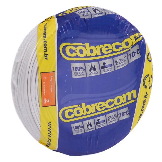 Cabo 1,5mm² 750v Flexicom Peça Com 100 Metros Branco Cobrecom