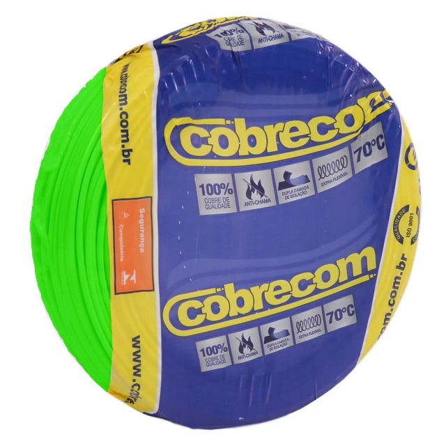 Cabo 1,5mm² 750v Flexicom Peça Com 100 Metros Verde Cobrecom