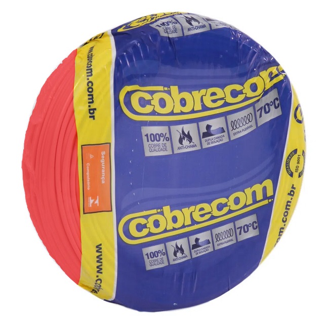 Cabo 1,5mm² 750v Flexicom Peça Com 100 Metros Vermelho Cobrecom