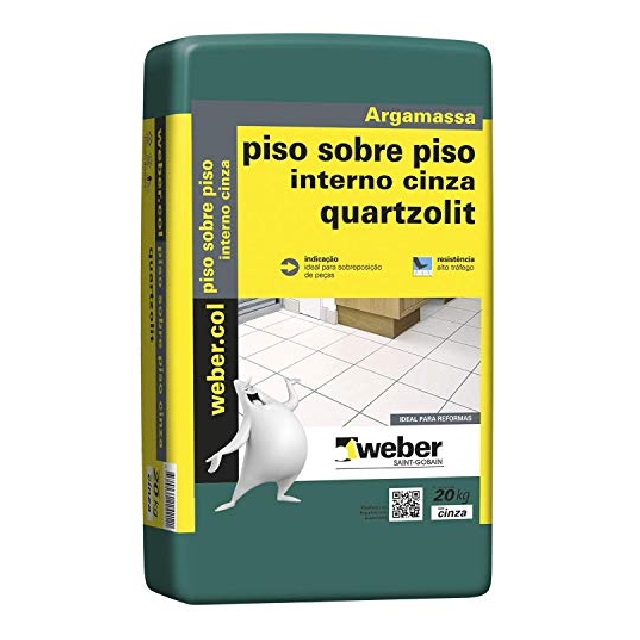 Argamassa Porcelanato E Piso Sobre Piso Interna Cinza 20kg Quartzolit