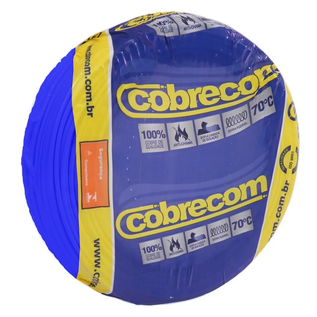 Cabo 2,5mm² 750v Flexicom Peça Com 50 Metros Azul Cobrecom