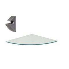 Prateleira Vidro Canto Curvo 20x20cm Espessura 8mm Com Suporte Em Abs 8621.001 Prat-K