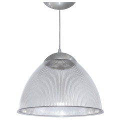 Luminária Pendente Prismatico Transparente 12 Polegadas 1 Bocal E-27 Pvc Utc10-1 Utron