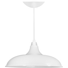 Luminária Pendente Prato Branco 32cm 1 Bocal E-27 Pvc Utc10-13 Utron