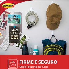 Gancho Adesivo Branco Command Design Médio Até 1,3kg Com 2 Unid. H0002040865 3m