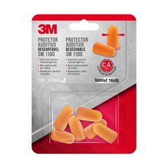 Protetor Auditivo Descartável Com 3 Pares Laranja 3m