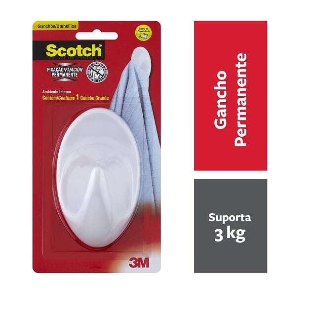 Gancho Adesivo Para Utensílios Scotch Grande Branco Com 1 Unid. Hb0046833577 3m