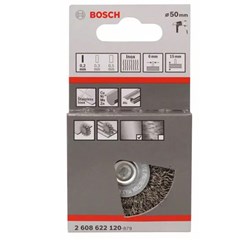 Escova Aço  Circular Com Haste 6mm/ Diâmetro 50mm/Espessura 15mm/Fio 0,2mm Inox 2608622120 Bosch